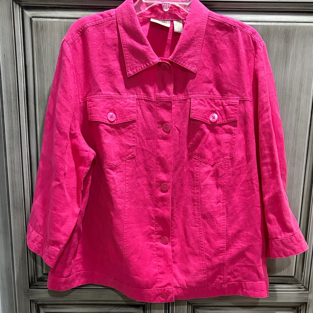 Chico's Fuchsia Button-Up Jacket